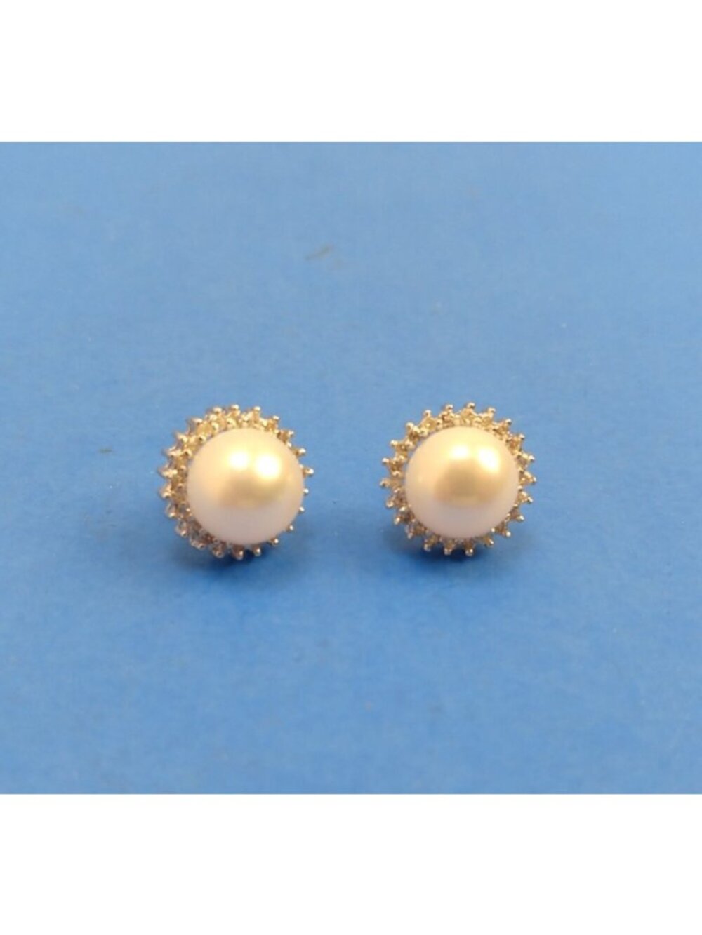 14K White Gold Pearl Stud Earrings 5.08g Genuine Pearl 585 Jewelry